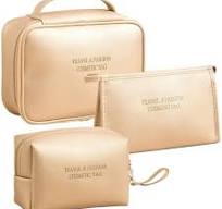 LuxusKollektion Kosmetiktasche Kosmetiktasche 3er Set Gold ...