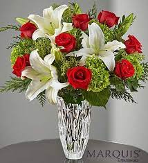 Marquis By Waterford Holiday Arrangement Christmas Red White Green Flowers Holiday Arrangement Christmas Floral Arrangements Christmas Flowers