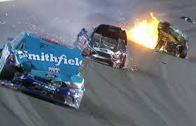 Nascar car versus right corner at goodwood, corner wins. Nascar Racers Danica Patrick Joey Logano Aric Almirola Involved In Fiery Crash Gephardt Daily