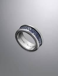 Pave Sapphire Band Ring 8 5mm Mens Accessories Jewelry David Yurman Mens Wedding Bands Rings For Men