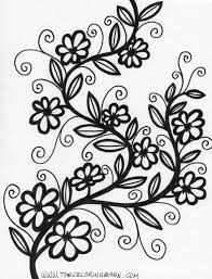 This coloring page features an illustration of a striped crescent moon draped in vines and flowers. Flowers On A Vine Coloring Page Flower Coloring Pages Pattern Coloring Pages Mandala Coloring Pages
