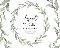 Watercolor Olive Wreath Clipart Eucalyptus Wreath Png For Etsy Olive Wreath Clip Art Leaf Clipart