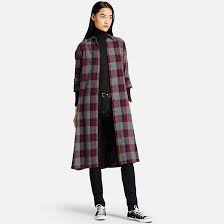 Women Flannel Check Long Sleeve Shirt Dress Uniqlo Dress Shirt Sleeves Long Sleeve Shirt Dress Flannel Women