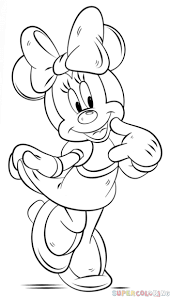Minnie and mickey mouse with pluto. How To Draw Minnie Mouse Step By Step Drawing Tutorials Minnie Mouse Drawing Minnie Mouse Coloring Pages Mouse Drawing