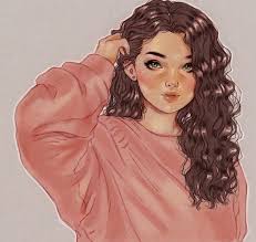A girl with dark curly hair in blue, drawing and relaxing in a pause. 16 Drawings Ideas In 2021 Drawings How To Draw Hair Cute Drawings