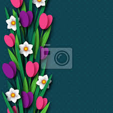 Szablony liści kwiatów do druku. Kwiaty Ciete Wiosna Tulipan I Narcyz Szablon Dla Karty Z Pozdrowieniami Fototapeta Fototapety Lisc Urodziny Ornament Myloview Pl