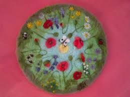 Needle Felted Painting Bloemenweide Made By Aurea Maduro Wol Vilt Wol Vilten Naaldvilten