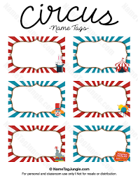 Printable Circus Name Tags Circus Theme Classroom Carnival Classroom Circus Gifts