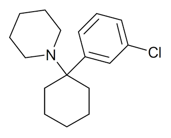 Chemical Structure of 3-Chlorophencyclidine (3-Cl-PCP), AI generated