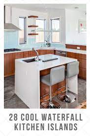30 Cool Waterfall Kitchen Island Ideas Photos Waterfall Island Kitchen Moving Kitchen Island Narrow Kitchen Island