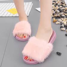 Pin By Newblack To U On Clothes I Would Wear Flat Slippers Flip Flops Fur Flats Faux Fur Sandals