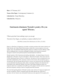 Doc Sentimental Domination In Neruda S Poetry Manjeera G Academia Edu