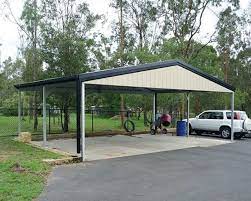 Triple Gable Roof Carport With Gable Infill 9m X 5 5m X 2 7m Genuine Colorbondsteel With Classic Cream Cladding Nigh Carport Designs Gable Roof Carport