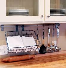 Hang A Bicycle Basket From Your Backsplash To Store Your Tea Towels Dish Towel Storage Small Space Living Bicycle Basket