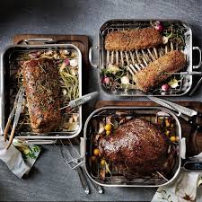 Williams Sonoma Thermo Clad Stainless Steel Flared Roasting Pan With Rack Williams Sonoma Roasting Pan Crowd Pleasing Appetizers Roasted Meat