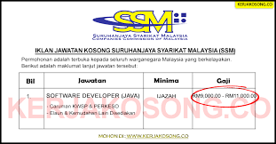 The suruhanjaya syarikat malaysia, abbreviated ssm (english: Jawatan Kosong Suruhanjaya Syarikat Malaysia Ssm