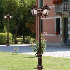 Athena Media Street Light Pole 3 Lights Lantern Square Classic Lighting Garden