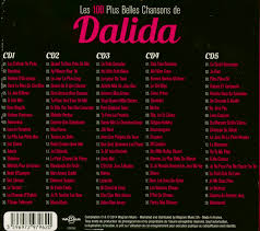 Dalida debuted 1960 with t'aimer follement, a chart topper in france and belgium in february.50 then she embarked upon her first world tour and reached top of the charts again, with romantica in april. Dalida Cd Les 100 Plus Belles Chansons De Dalida 5 Cd Bear Family Records