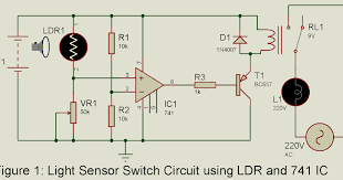 El integrado es el lm 741. Circuito Del Interruptor Del Sensor De Luz Con Ldr Y 741 Ic Tutoriales De Electronica Basica