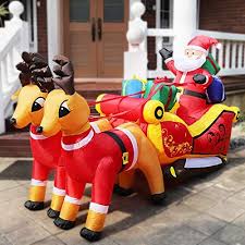 Vivohome 7 2ft Long Christmas Inflatable Led Lighted Santa On S Christmas Inflatables Inflatable Christmas Decorations Outdoor Inflatable Christmas Decorations