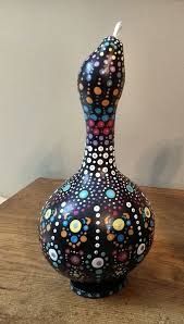 Clearance Sale Hand Painted 9 Dot Mandala Gourd Etsy Dots Art Painted Gourds Pottery Painting Designs