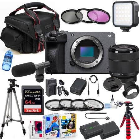 Sony Fx30 Digital Cinema Camera w/ 28-70mm Lens + 64gb Memory, LED Light, Filters, Case & Software Bundle (International Version, No Manufacturer