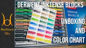 Derwent Inktense Blocks 24 Set Unboxing And Color Chart By Barbara Din