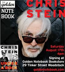 Join Chris Stein this Saturday for a signing of 𝘜𝘯𝘥𝘦𝘳 𝘈 𝘙𝘰𝘤𝘬 at  @goldennotebookbookstore in Woodstock, NY!