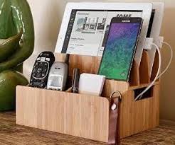 Bamboo Charging Station Stand And Multi Device Organizer Charging Station Organizer Charging Station Bedside Table Organization
