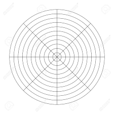 Polar Grid Of 10 Concentric Circles And 45 Degrees Steps Blank