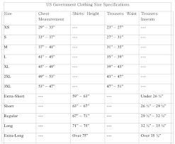 prototypical military bdu sizing chart military bdu sizing