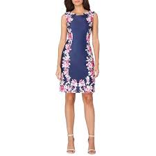 Tahari Arthur S Levine Plus Floral Print Sheath Dress 138 Liked On Polyvore Featuring Pl Printed Sheath Dresses Dresses Blue Floral Print Dress