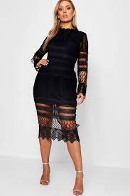 Plus Lace Panelled Midi Dress Boohoo Australia Plus Size Outfits Dresses Midi Dress