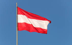 It consists of three horizontal stripes of equal width, where the middle one is white and the other two are red. Download Wallpapers Austria Flag On Flagpole Blue Sky Europe Austrian Flag Flagpole Flag Of Austria For Desktop Free Pictures For Desktop Free