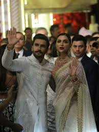 Deepika padukone white net saree with embellished silver border Bollywood New Couples Ranveer Singh And Deepika Padukone Pics