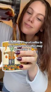 Enjoying a cup of coffee in my brand new, 1998 Debbie Mumm coffee mug!  These are officially my favorite halloween mugs! Theyre so heavy and great  quality and the artwork... i cant ☕️🍂 ...