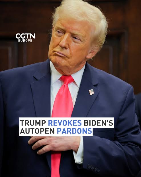 US President Donald Trump said that he is terminating all documents,  including pardons, that his predecessor Joe Biden had signed using an  autopen Eric Njoka has more