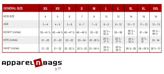 Youth Size Chart Sizing Guide For Youth Apparelnbags Com