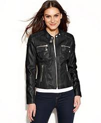 Michael Michael Kors Quilted Detail Leather Motorcycle Jacket Coats Women Macy S Jackets Blazer Jackets For Women Fleece Hoodie