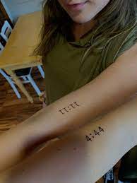 11:11 & 4:44 tattoos 🤍🤍🤍 | Dainty tattoos, Simplistic tattoos, Number tattoos