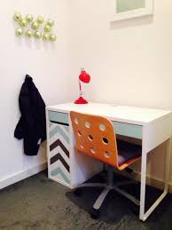 Ikea Micke Desk Spruced Up With Colorful Chevron Stenciling For A Kids Space Ikea Micke Desk Ikea Hack Kids Room Micke Desk