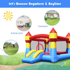 Costzon Inflatable Bounce House, Jumper Castle with Slide, Mesh Walls,
