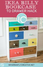 Ikea Billy Bookcase To Drawer Hack Is An Inexpensive Diy Project It Can Be A Colorful Add To Your Deco Ikea Billy Ikea Billy Bookcase Hack Ikea Billy Bookcase