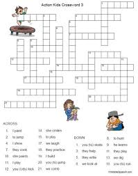 Spanish Action Kids Crossword Puzzle Conjugated Verbs Worksheet For Kids Action Verbs Spanish Kids Crossword Puzzles
