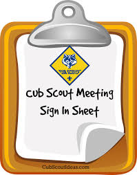 Attendance Sheet For Cub Scouts Cub Scout Ideas