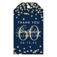 Thank You Gift Ideas For 50th Birthday Gold Navy 60th Birthday Thank You Glitter Confetti Gift Tags Zazzle Com Birthday Thank You Blue Gift Tags 70th Birthday Parties
