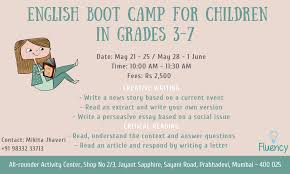 Child boot camps on this site stay inflated for long periods of time after they are initially filled. English Boot Camp For Children In Grades 3 7 With Mikita Jhaveri At Prabhadevi Mumbai Events High