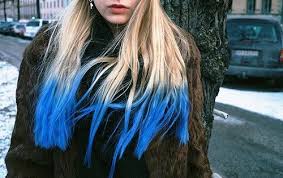 Blonde Blue Tipped Hair Wild Hair Color Hair Dip Dye Hair