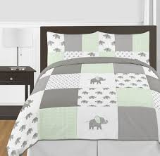 Great colors to paint your walls to create a similar scheme would be farrow & ball chappell green or farrow & ball elephant's breath. Mint Grey And White Watercolor Elephant Safari Unisex Full Queen Kid Childrens Bedding Comforter Set By Sweet Jojo Designs 3 Pieces Only 48 77