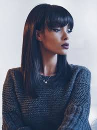 Continue reading to know more about these edgy looks. Cute Straight Bob Hairstyle Black Human Hair Wigs With Full Bangs
